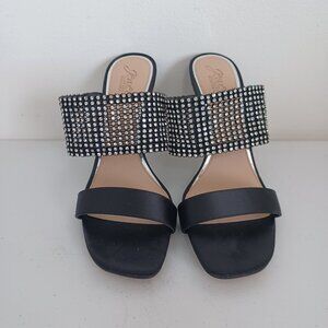 JEWEL BADGLEY MISCHKA Ferris Evening Pump  US Size 8 1/2  Satin w/ Rhinestones